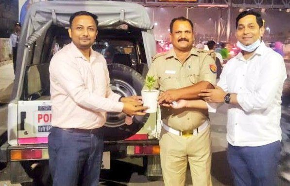 Earth Day: Saplings with Noida Police