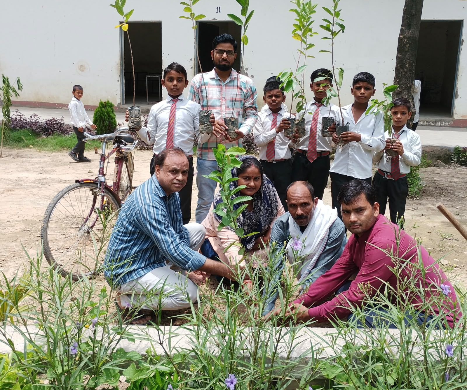 Sapling distribution at the village school (2026)